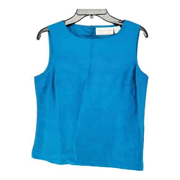 Silk Tank Top Shell Small 100% Silk Teal Blue - Picture 1 of 7